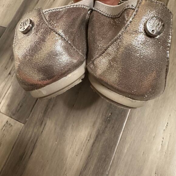 Stuart Weitzman Girls Fannie Glitzy Ballet Flat Pewter Gray Size 3 - Picture 6 of 8